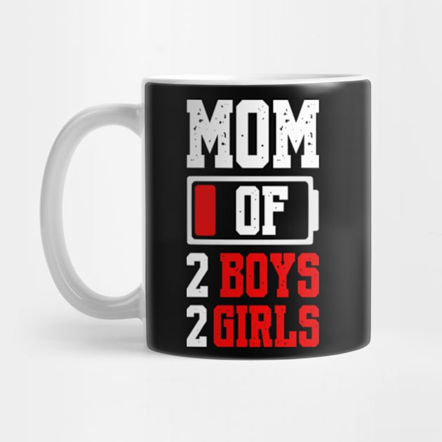 Mom of 2 Boys 2 Girls Shirt Gift from Son Mothers Day Birthday Women by Shopinno Shirts